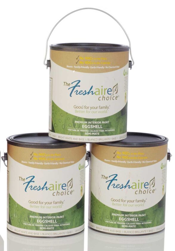 
Freshaire Choice no-VOC paint New Beginnings palette includes Northern Pear Tree, Arbor Vine and Solemn Stone.

